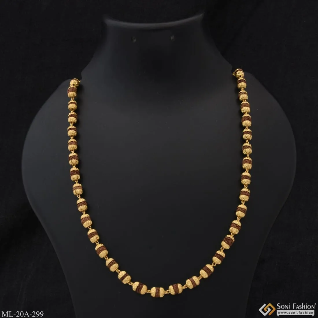 1 Gram Gold Plated Fancy Design High-quality Rudraksha Mala For Men - Style A299