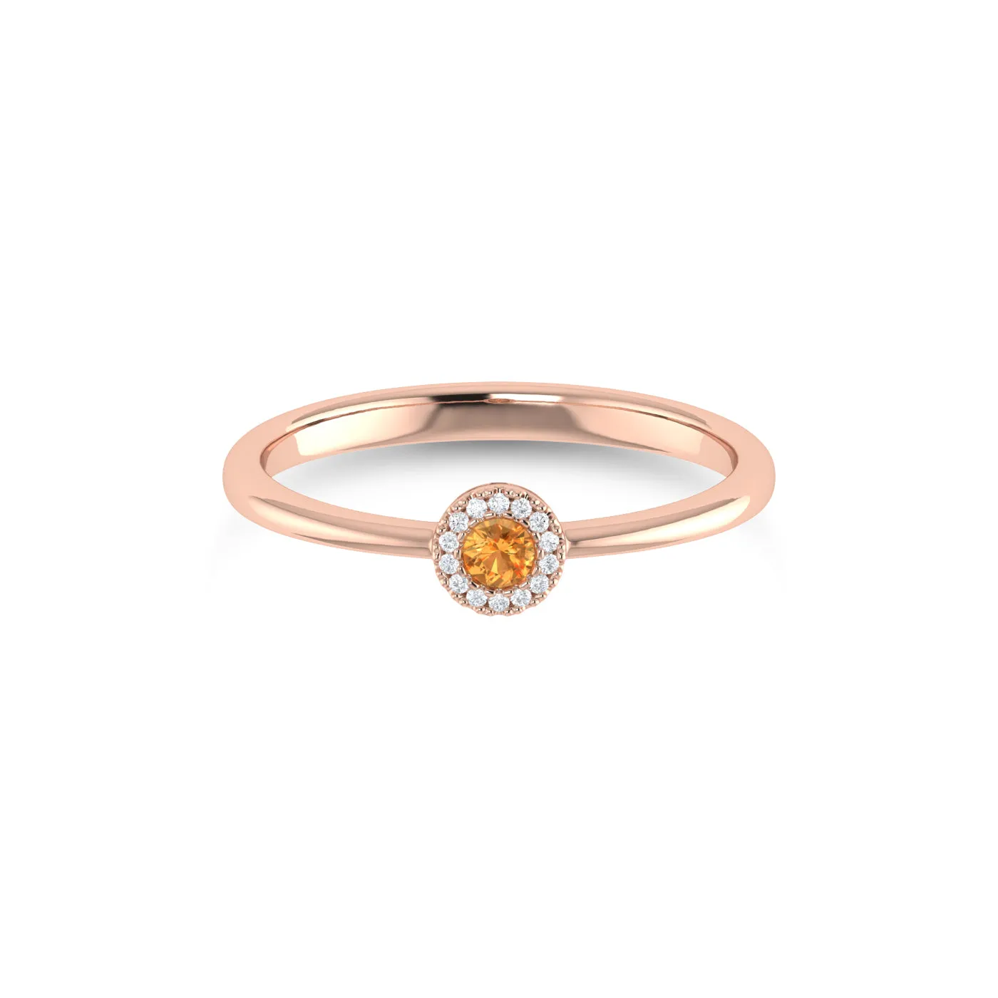 14K Gold Diamond & Citrine Ring