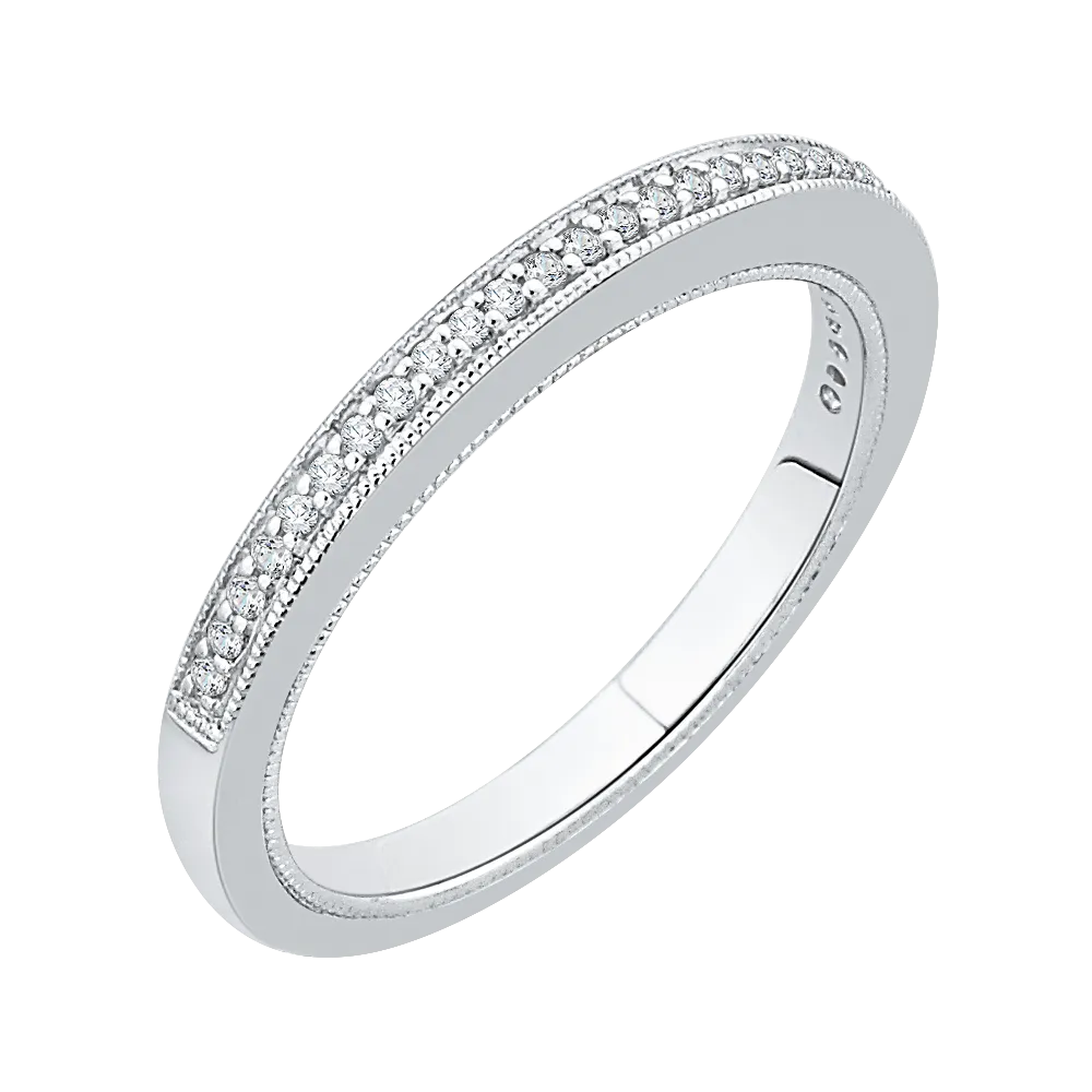14K White Gold Round Diamond Half Eternity Wedding Band