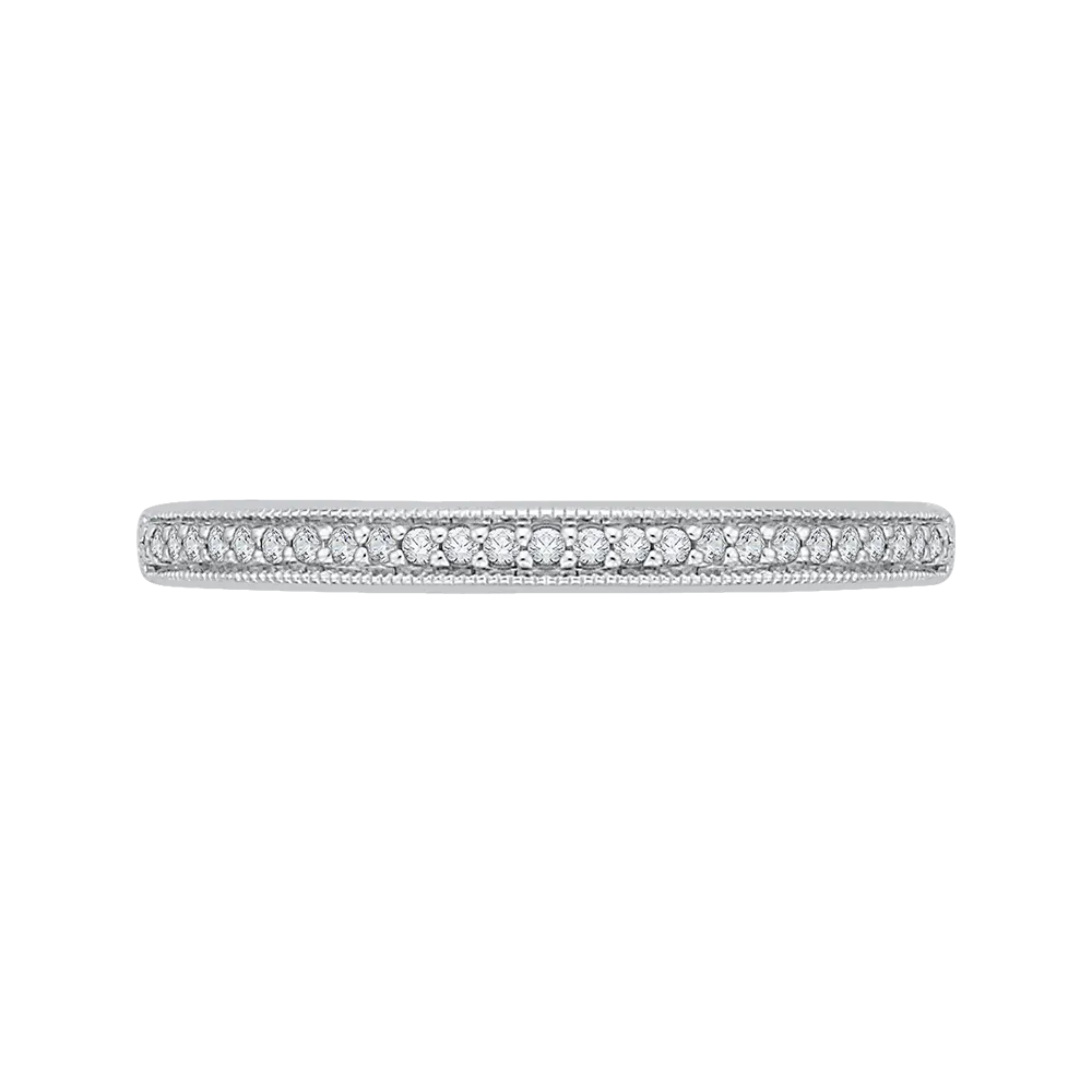 14K White Gold Round Diamond Half Eternity Wedding Band