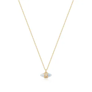 14K Yellow Gold Opal & Lab Diamond Drop Necklace by Aurelie Gi