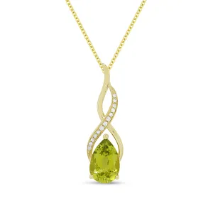 1.59Ct Peridot 16"pendant Necklace In 14K Yellow Gold
