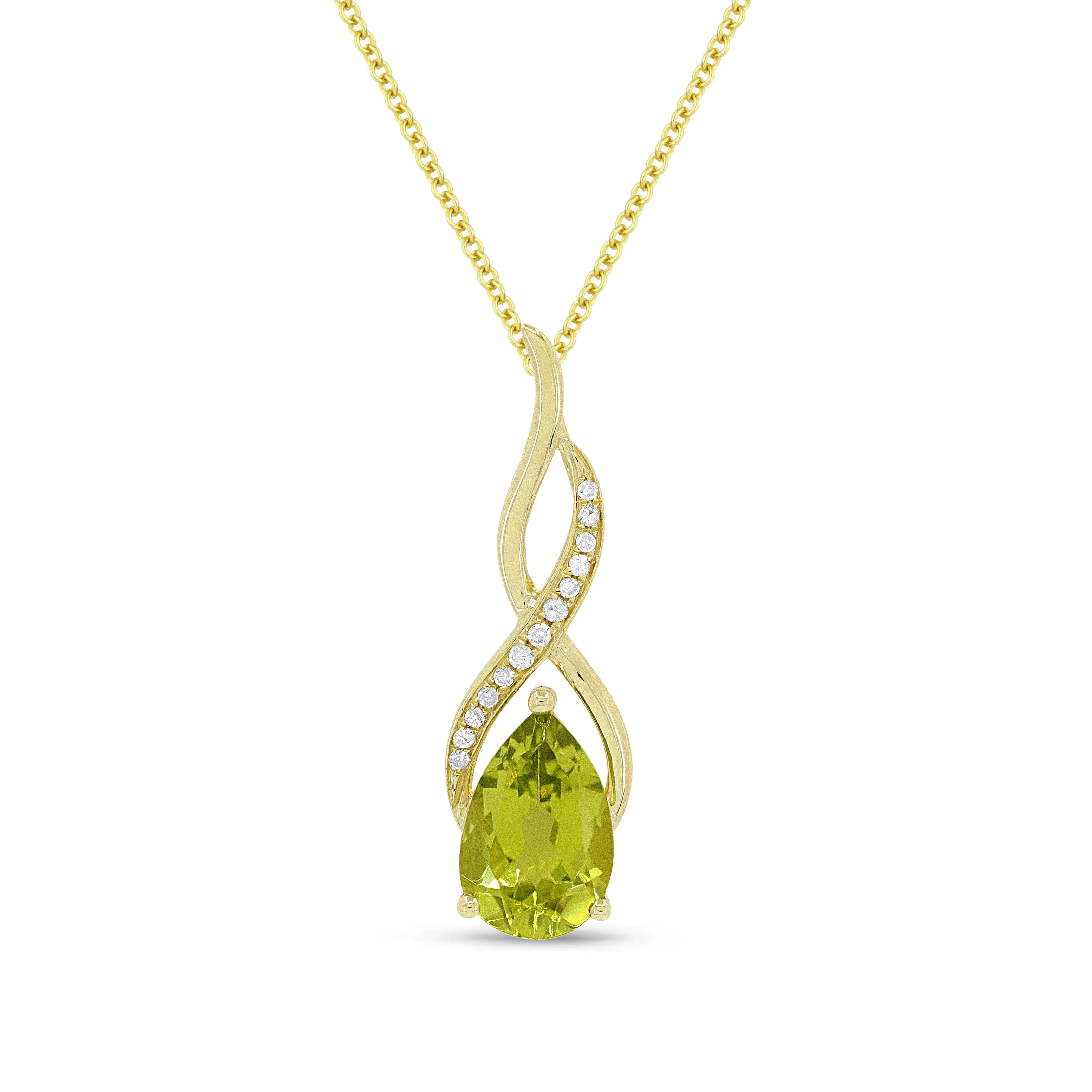 1.59Ct Peridot 16"pendant Necklace In 14K Yellow Gold