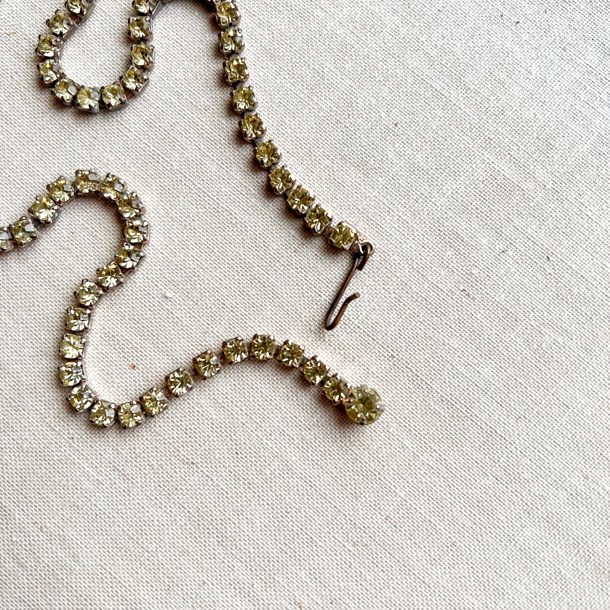 1950s Peridot Rhinestone Choker Necklace