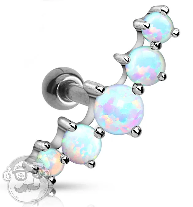 5 Ball Opalite Steel Cartilage - Tragus Ring