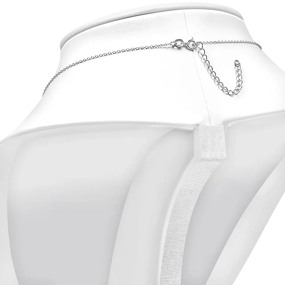 925 Sterling Silver White CZ Blue Simulated Opal Turquoise-Tone Flip-Flop Slipper Large Pendant Necklace