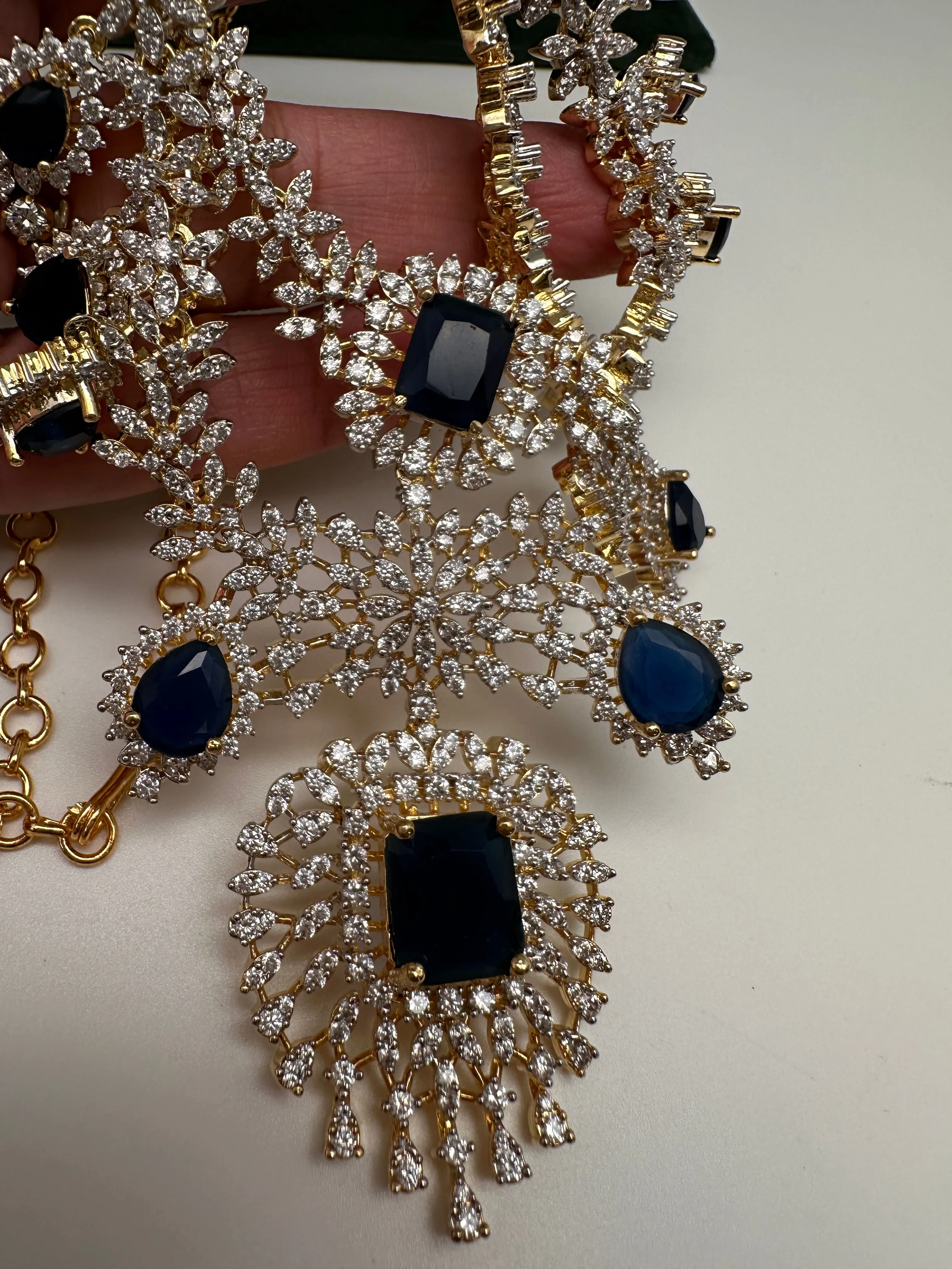 AD Multi Layer Color Stone Short Necklace