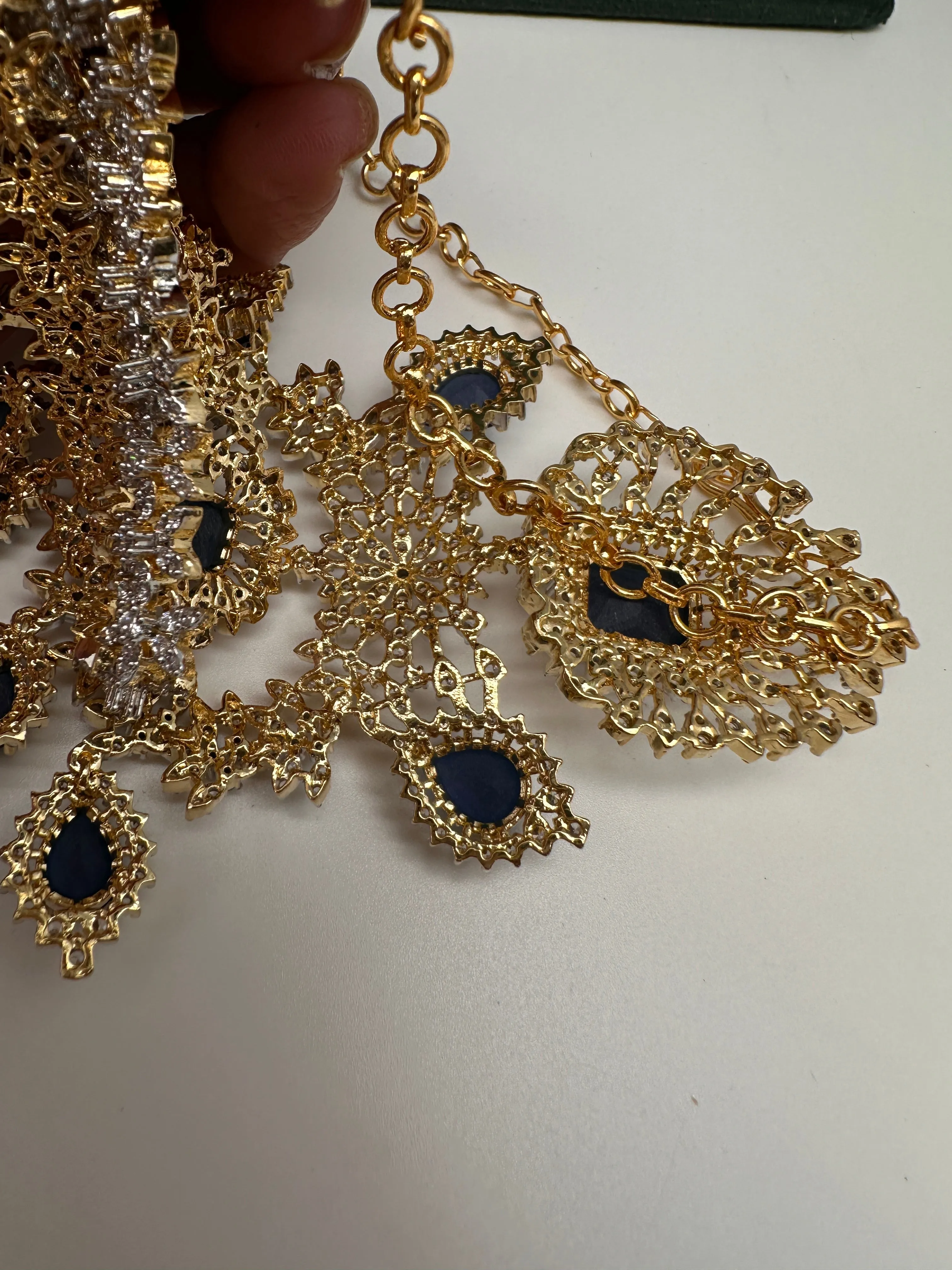 AD Multi Layer Color Stone Short Necklace