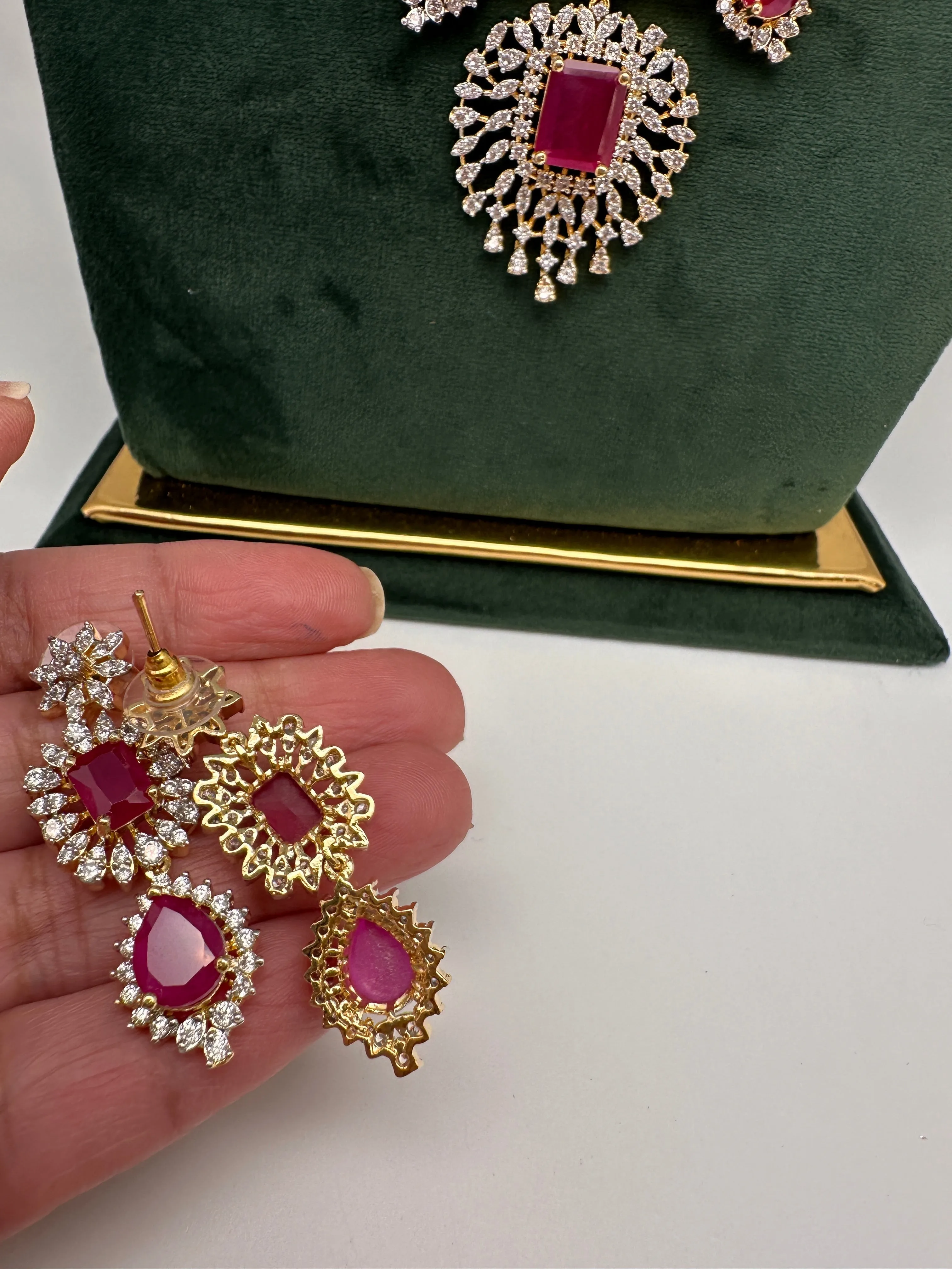 AD Multi Layer Color Stone Short Necklace