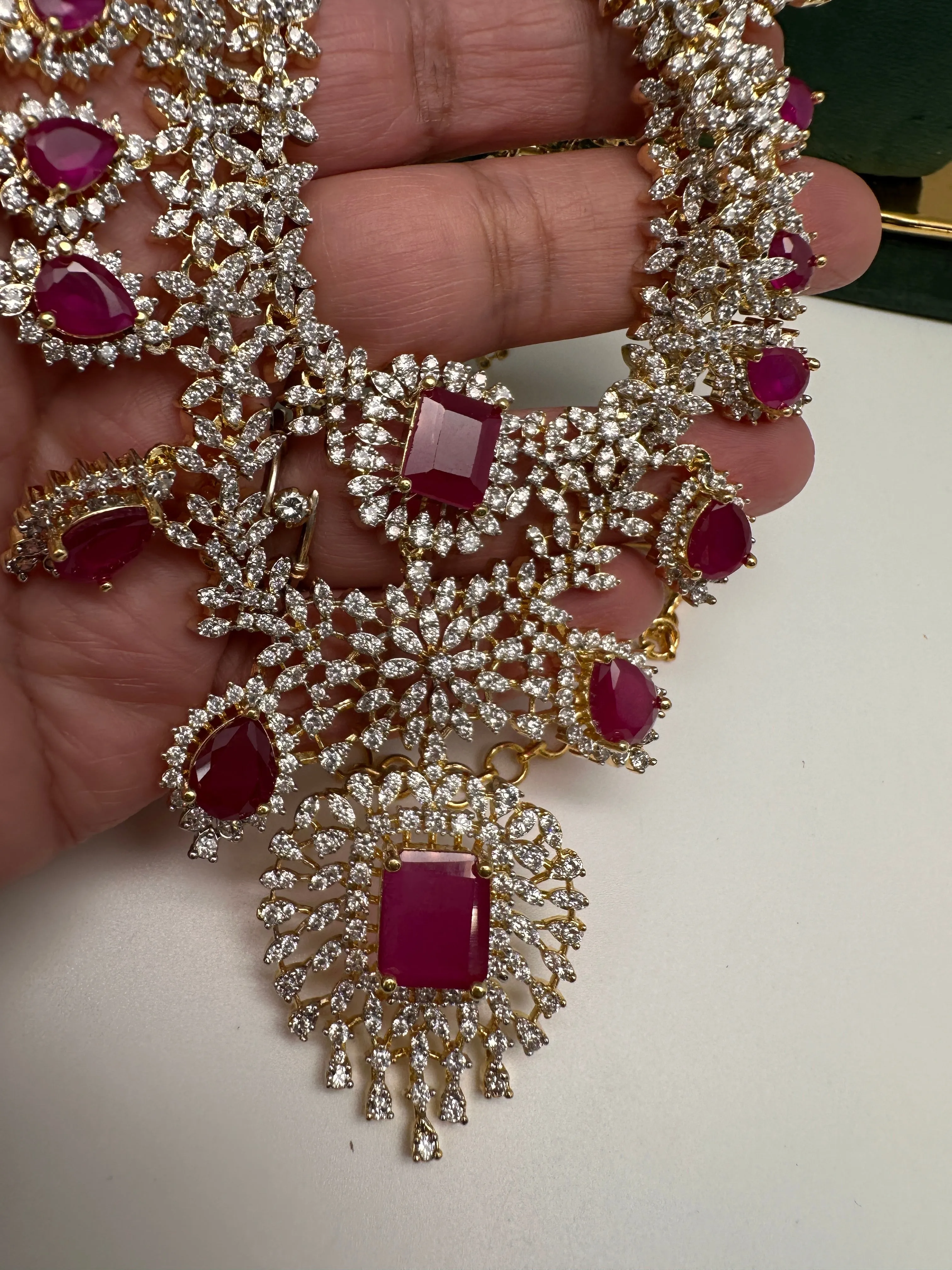 AD Multi Layer Color Stone Short Necklace