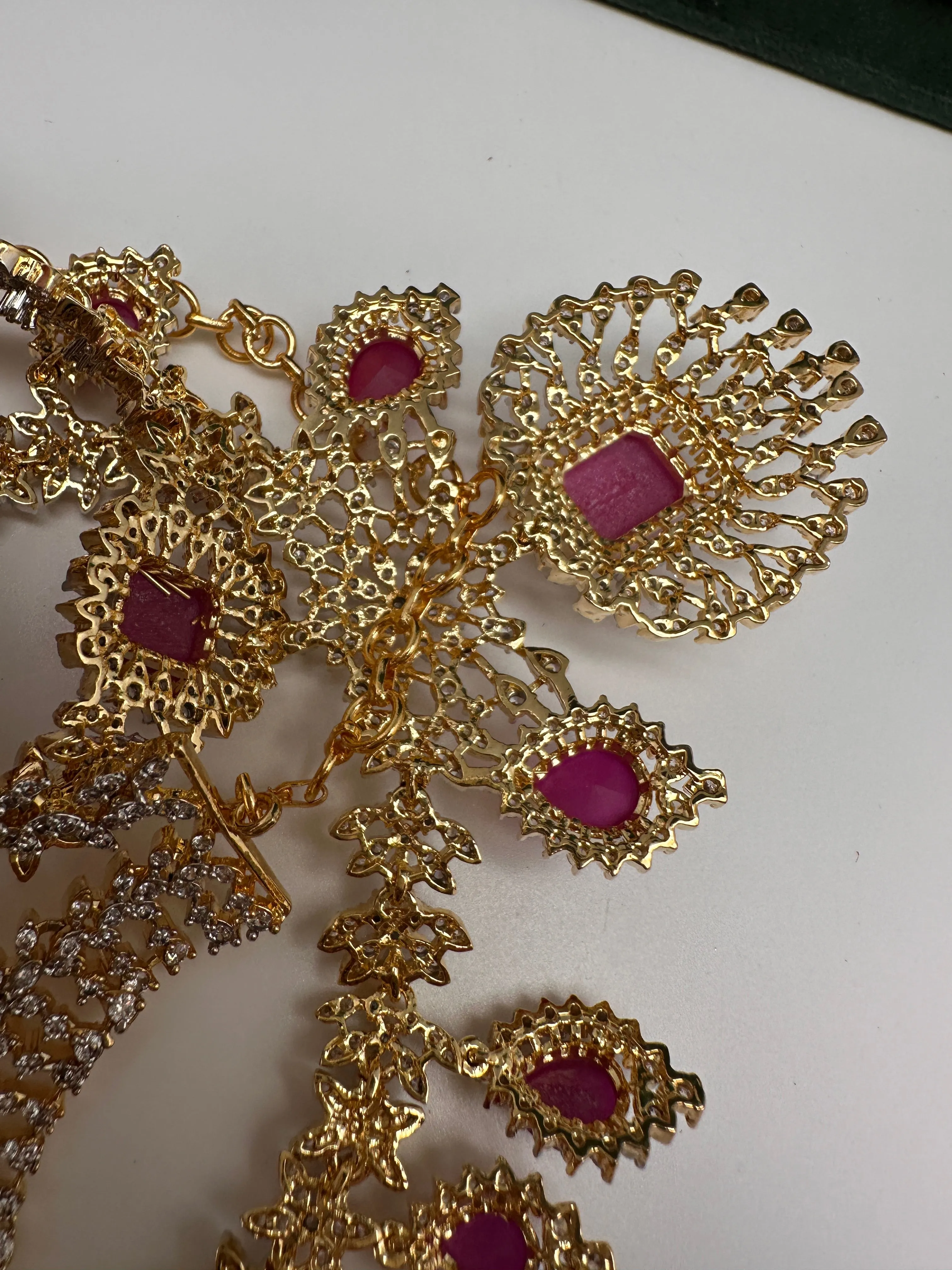 AD Multi Layer Color Stone Short Necklace