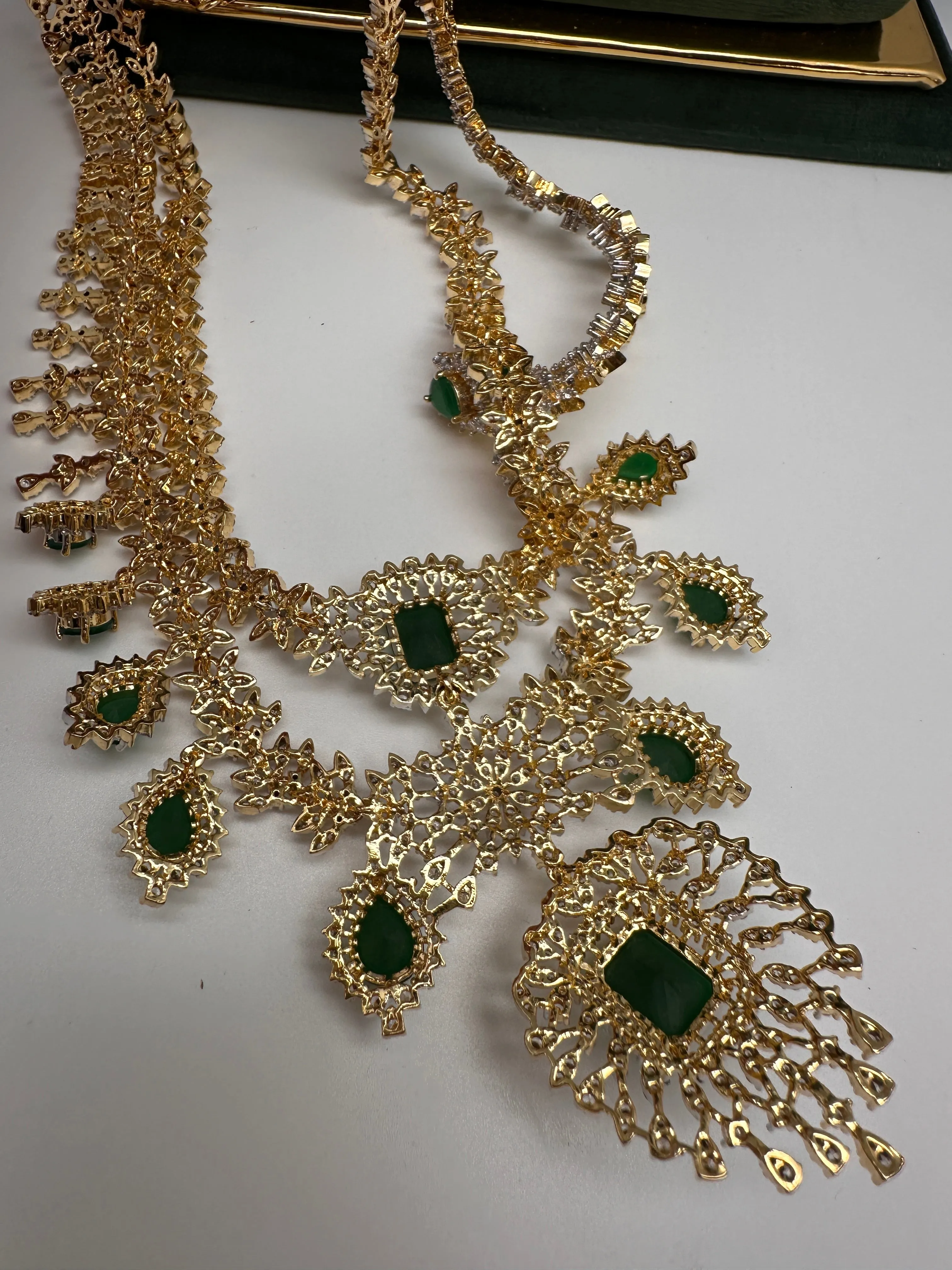 AD Multi Layer Color Stone Short Necklace