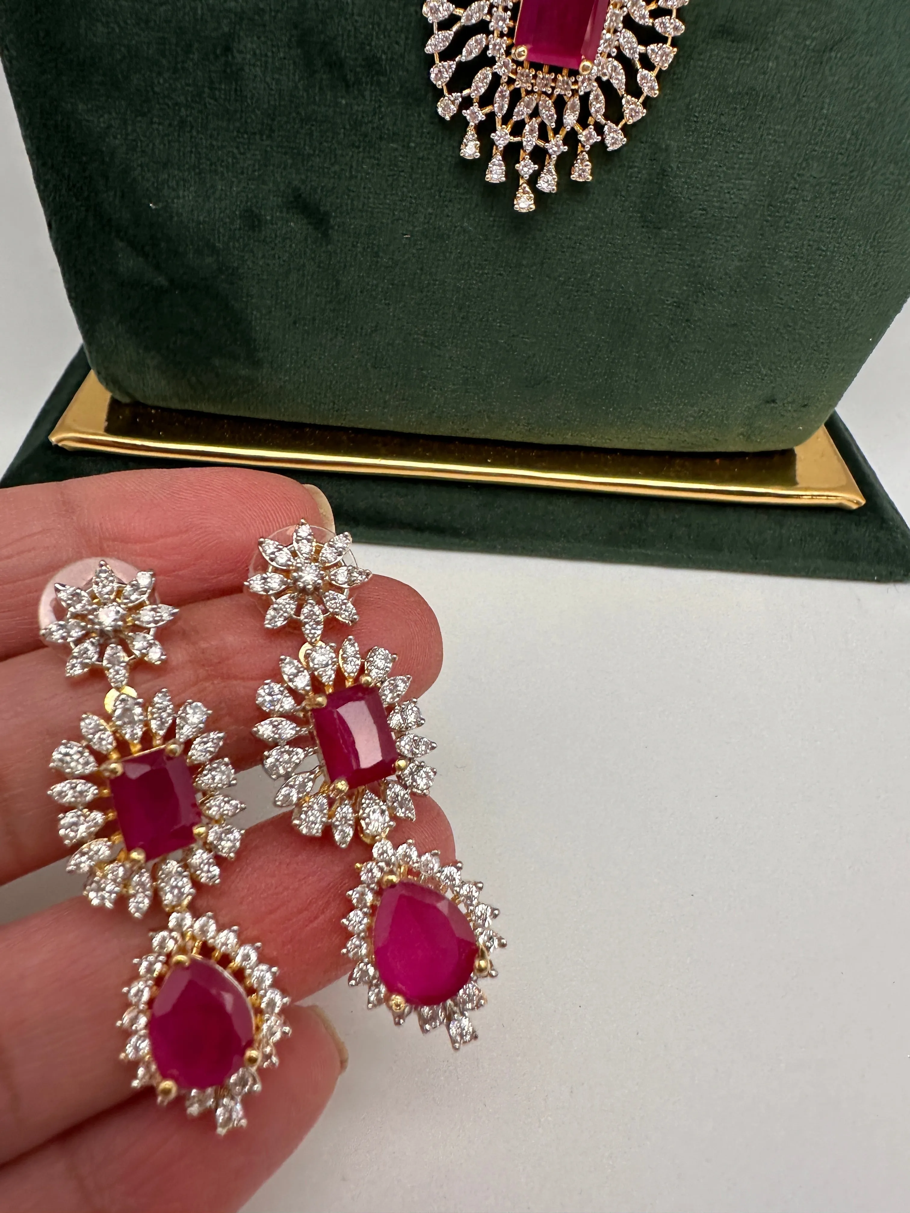 AD Multi Layer Color Stone Short Necklace