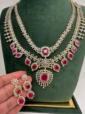 AD Multi Layer Color Stone Short Necklace