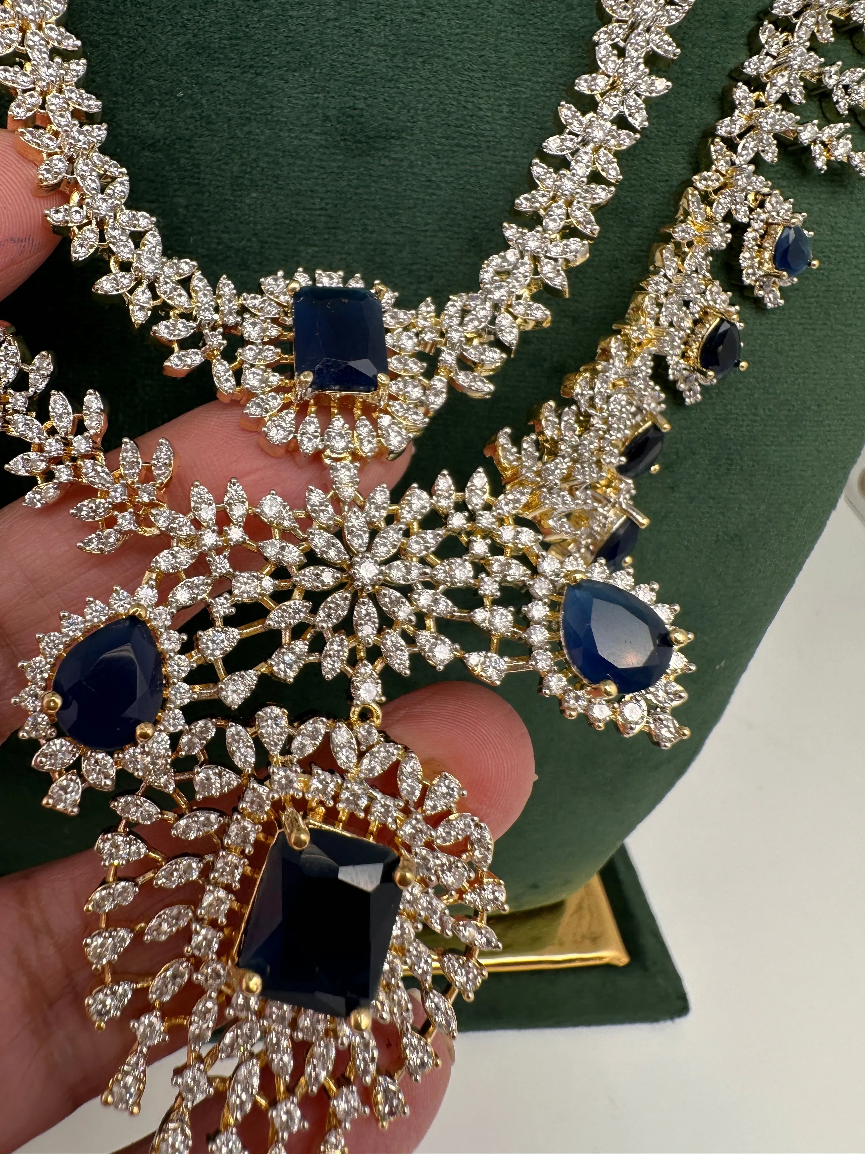 AD Multi Layer Color Stone Short Necklace