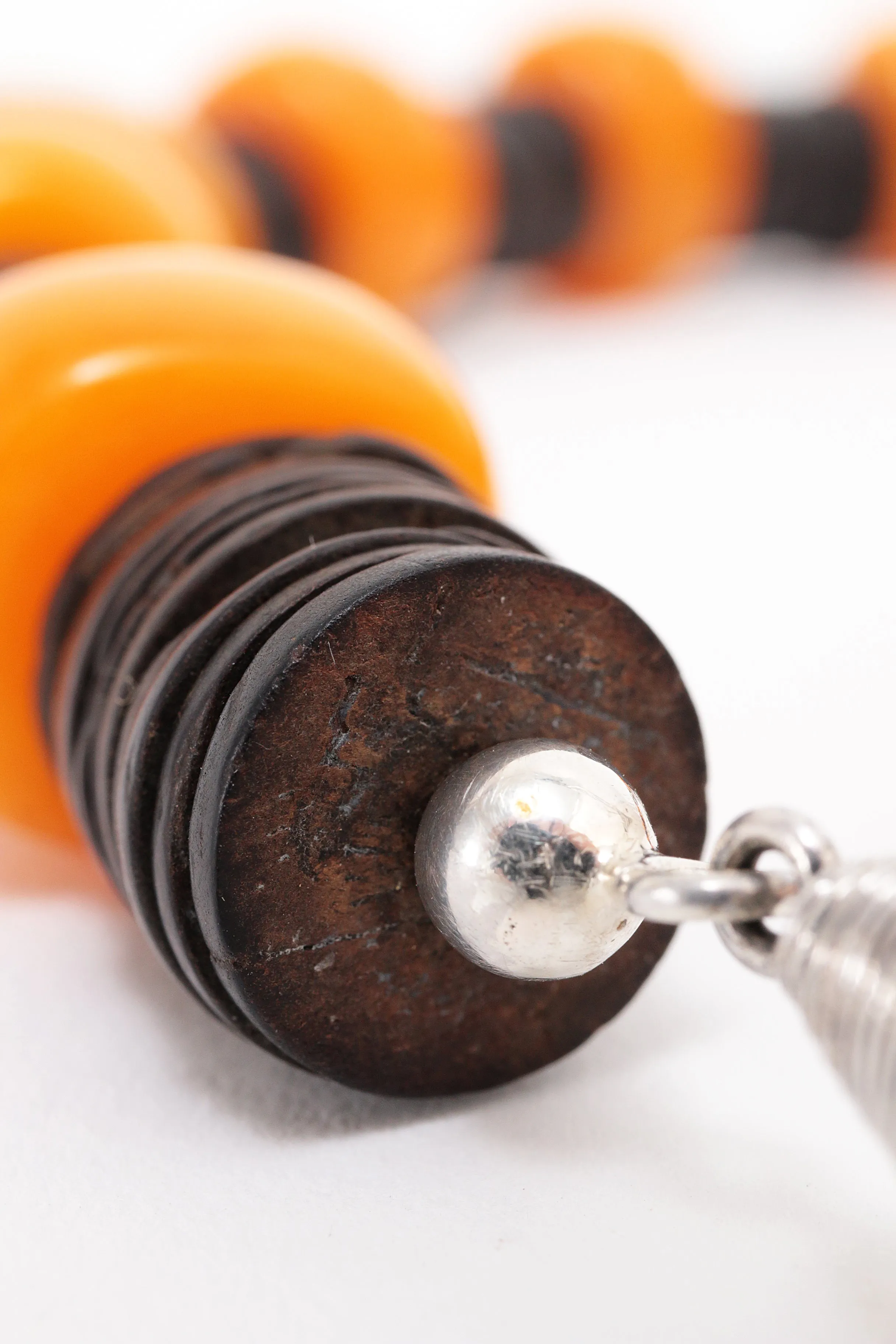 Amber Necklace with Leather and Silver Magnetic Clasp