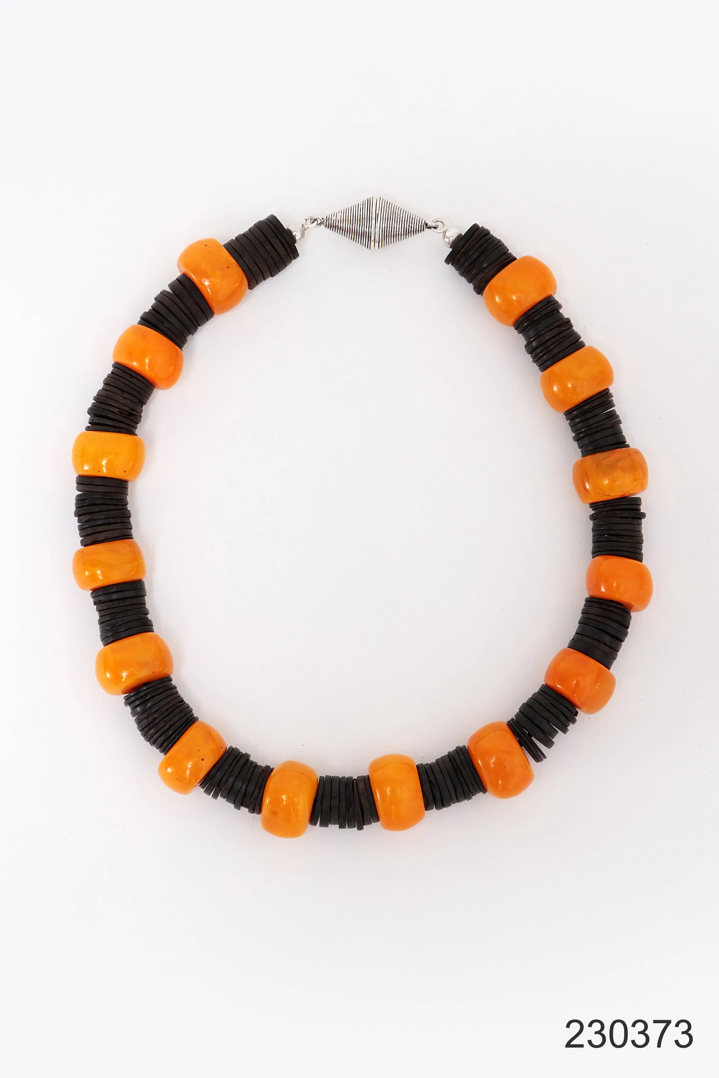 Amber Necklace with Leather and Silver Magnetic Clasp