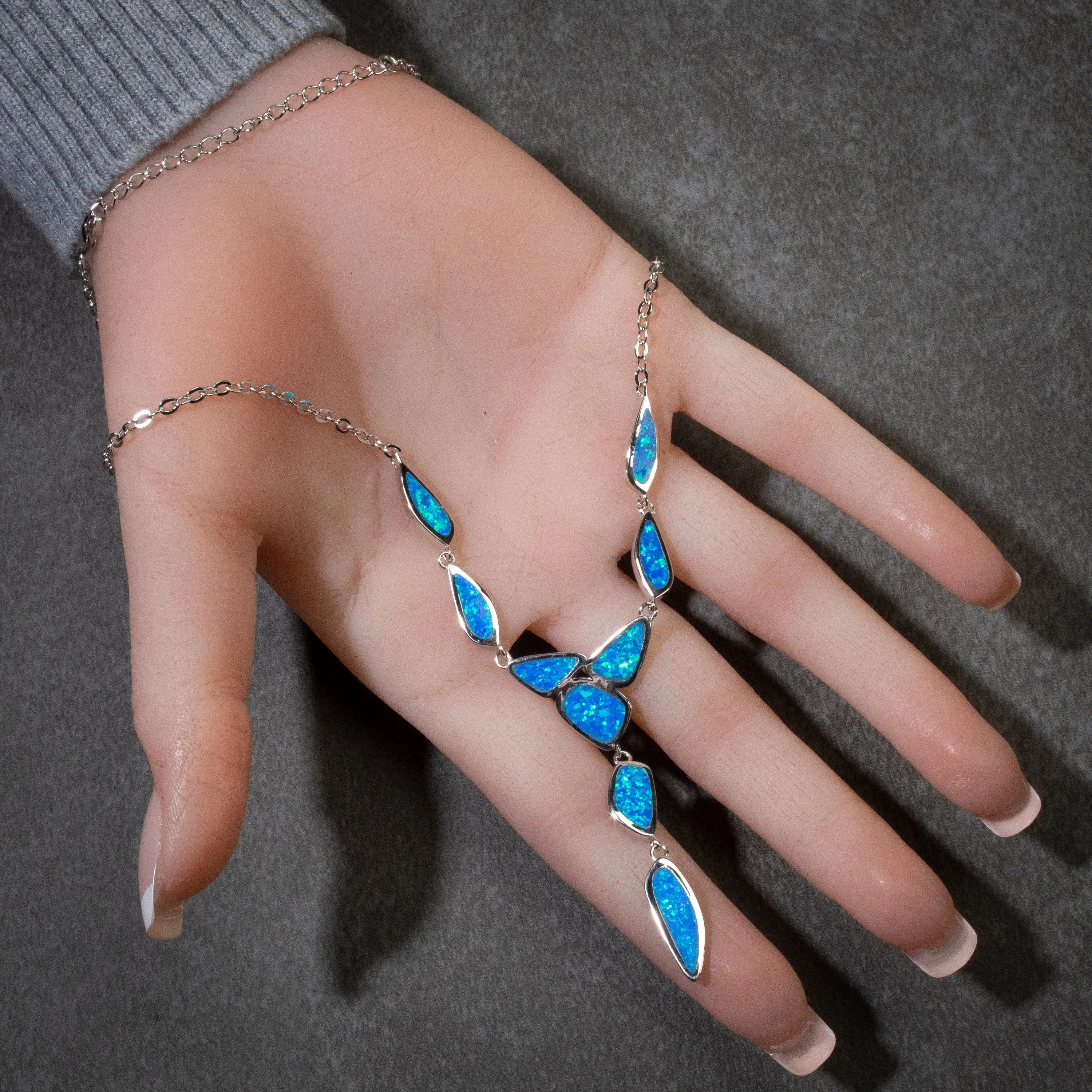 Aqua Opal 925 Sterling Silver Necklace