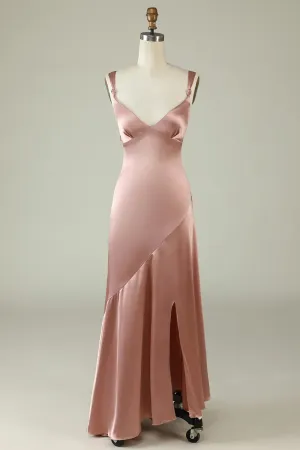 Asymmetrical Long Prom Dress with Slit Evening Party Dress Charming Bridesmaid Dress