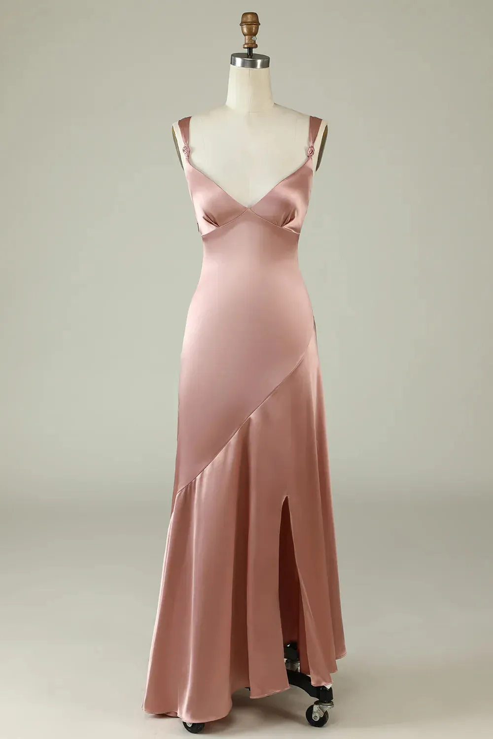 Asymmetrical Long Prom Dress with Slit Evening Party Dress Charming Bridesmaid Dress