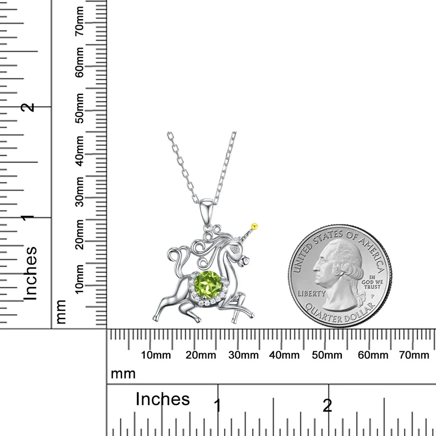 Birthday Gifts for Daughter Peridot Necklace Wife Mom Unicorn Jewelry for Teen Girls Women Sterling Silver Animal Necklace Gifts for Her Anniversary