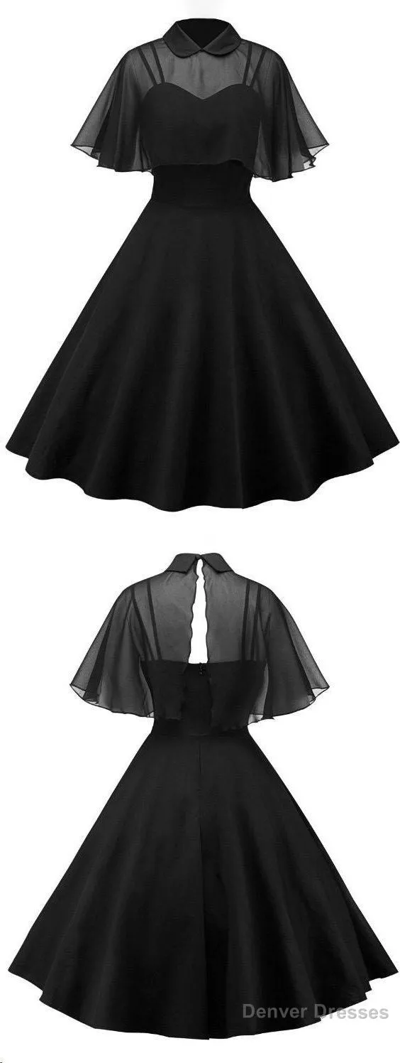 Black Tea Length Homecoming Dress , Charming Dress