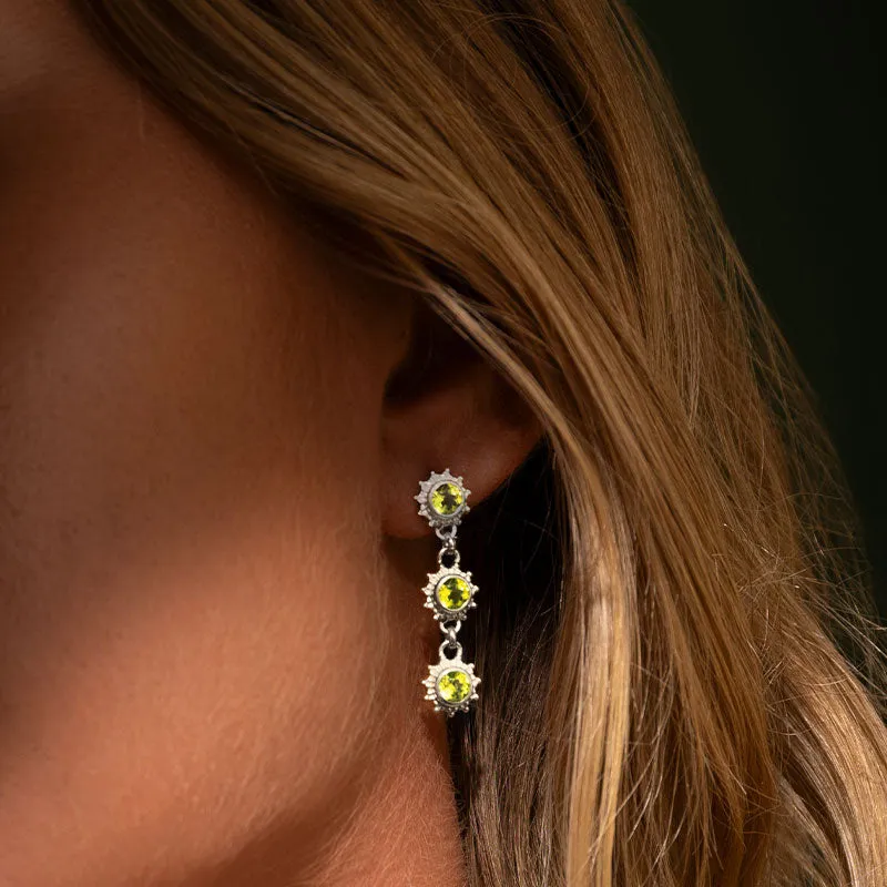 Cascading Soleil Stud, Peridot, Silver