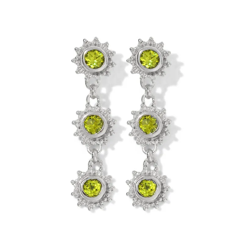 Cascading Soleil Stud, Peridot, Silver