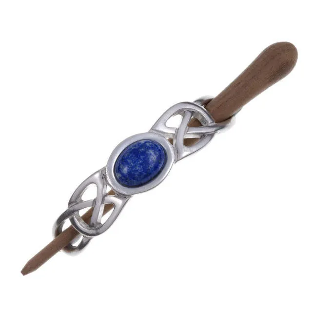 Celtic Knot Cabochon Gemstone Hair Slide In Rosewood & Pewter