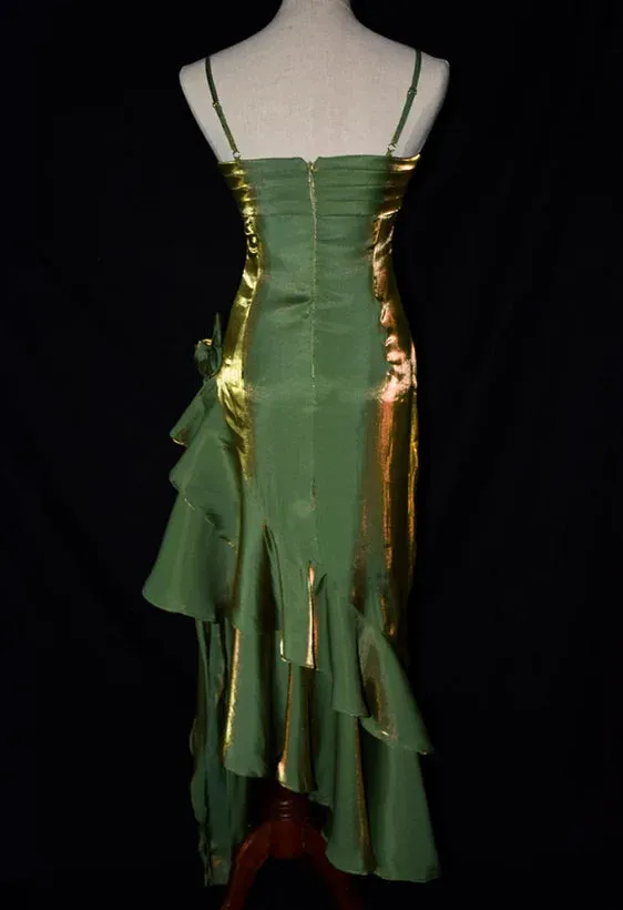 Charming Mermaid High Low Satin Straps Party Dress