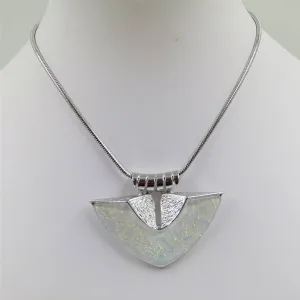 Crystal pendant with scratched metal detail necklace