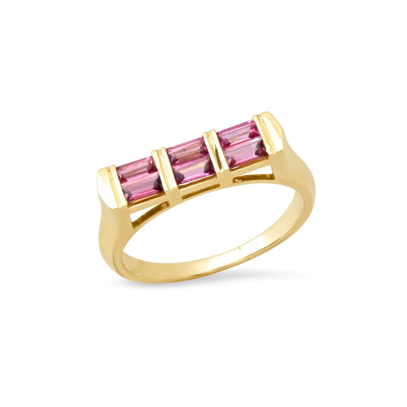 Double Baguette Gemstone Stacking Ring