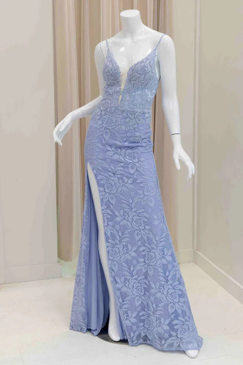 Dress Wholesale Lavender Lace Sexy Long Prom Dress Charming Evening Party Dress With Slit