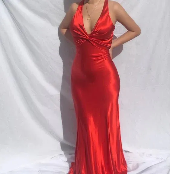 Dress Yellow Simple Prom Dress V Neck Evening Dress Charming Formal Party Dress