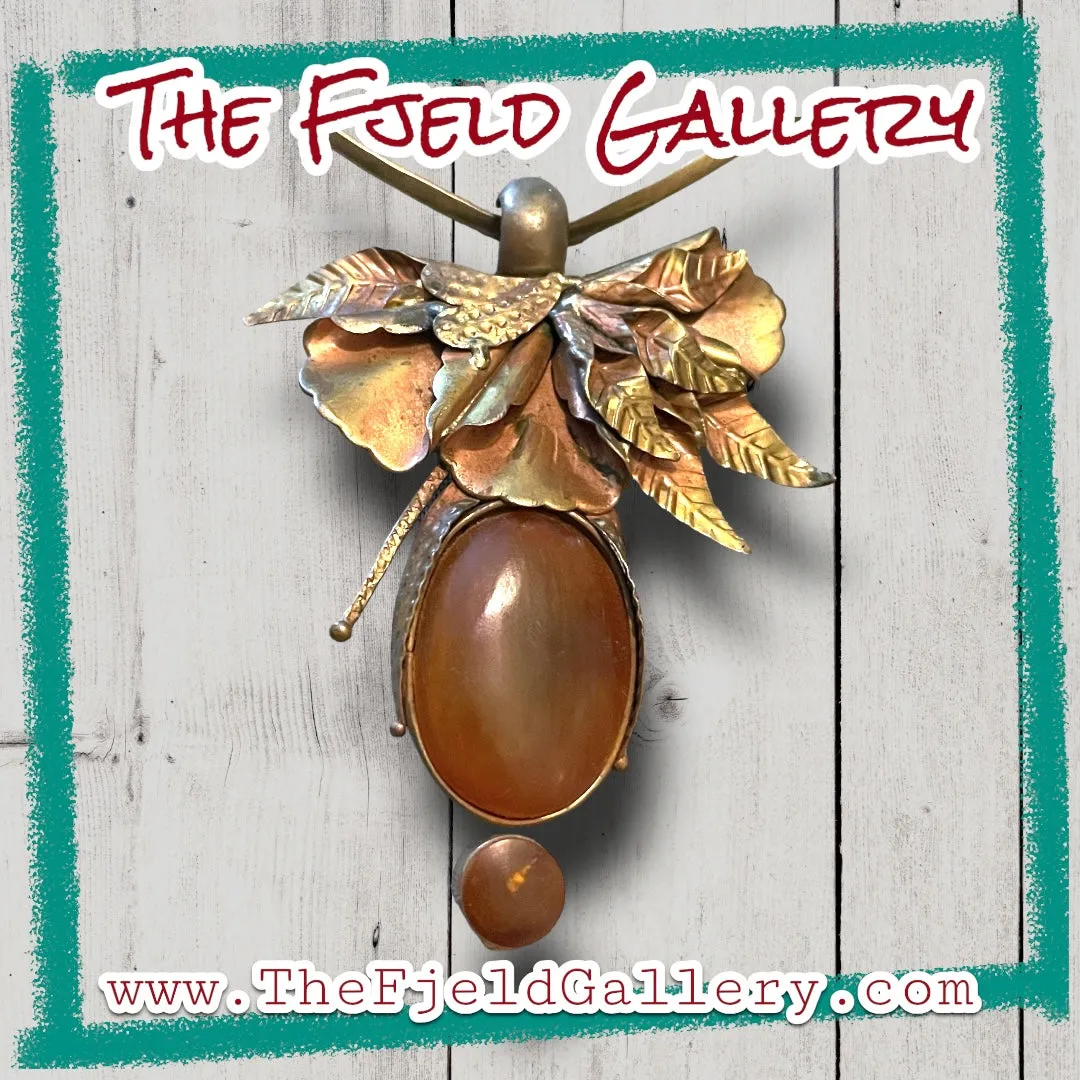 Eleganté Brass Amber Barbaric Choker Floral Necklace