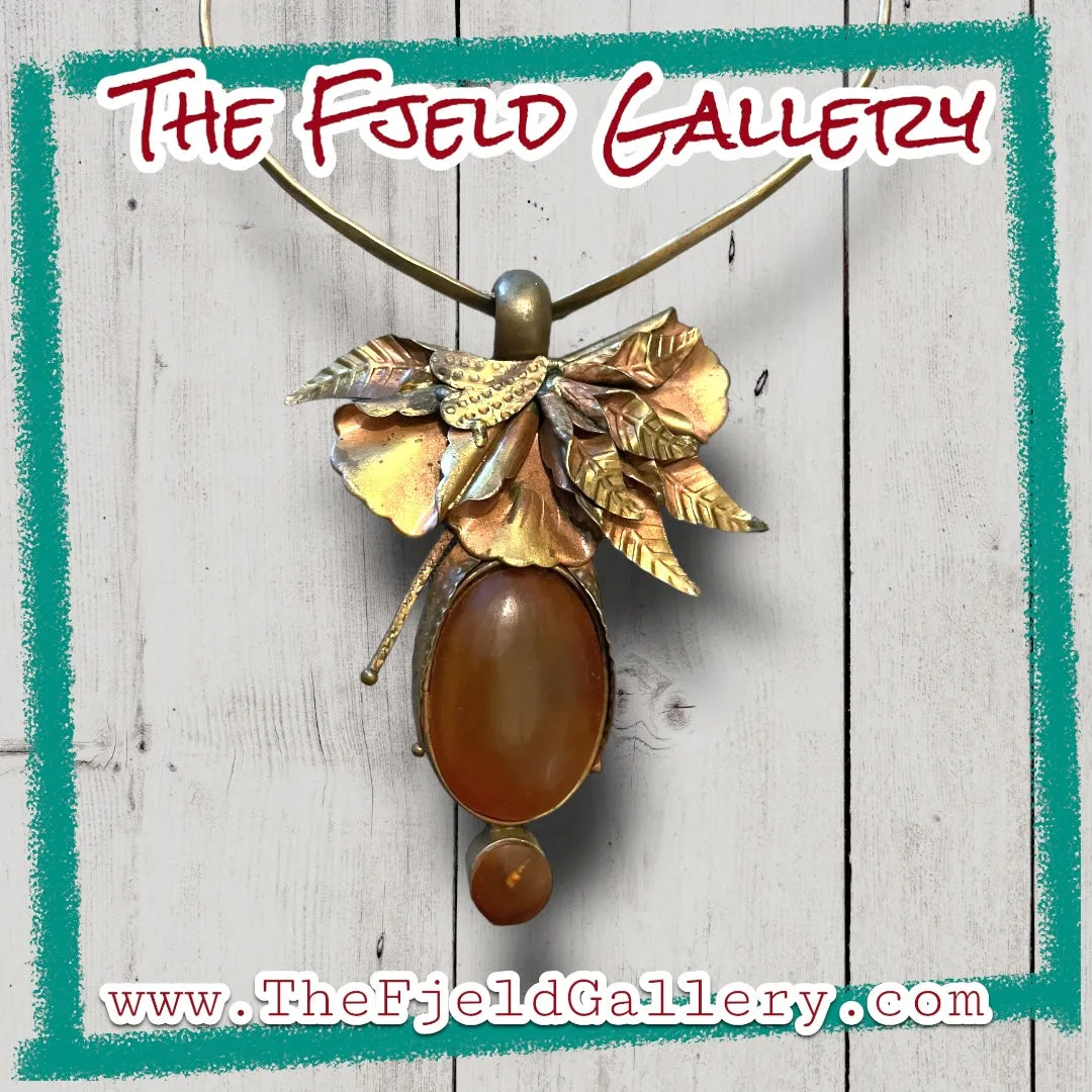 Eleganté Brass Amber Barbaric Choker Floral Necklace