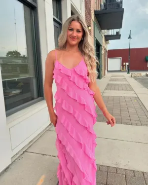 Elegant Chiffon Ruffle Party Dress Long Prom Dress Charming Evening Dress
