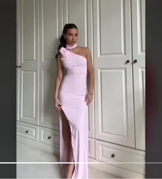 Elegant Mermaid Long Pink Prom Dress Charming Evening Party Dress
