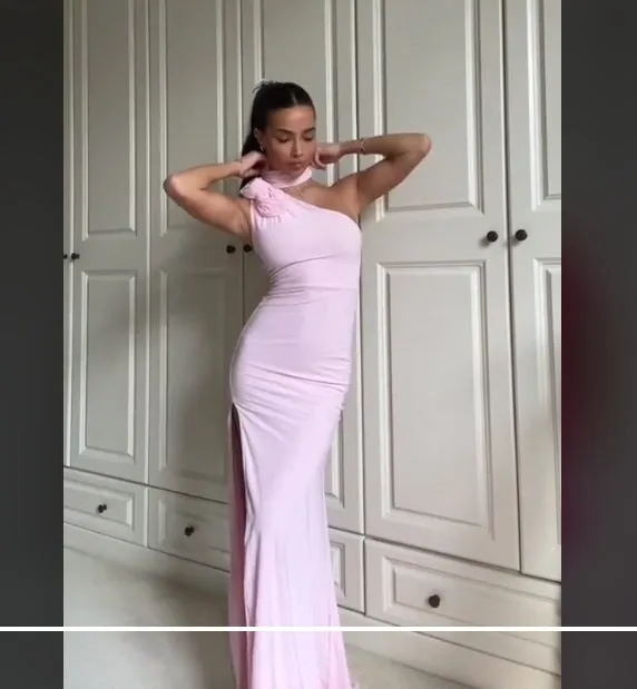 Elegant Mermaid Long Pink Prom Dress Charming Evening Party Dress