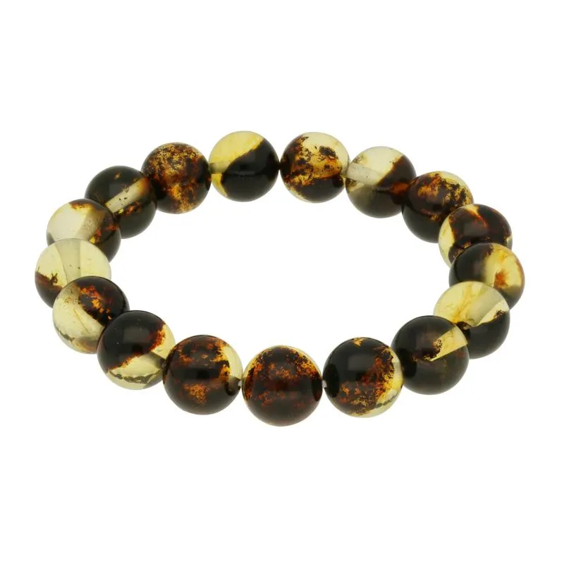 Green Amber Elasticated Round Bracelet
