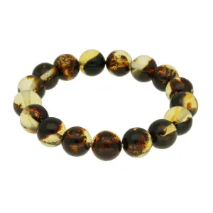 Green Amber Elasticated Round Bracelet