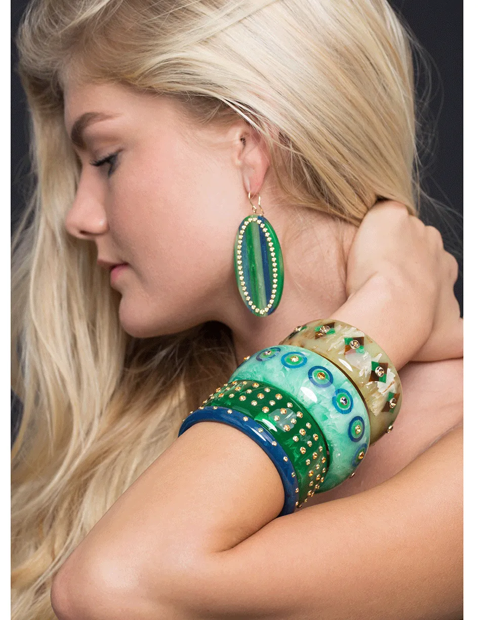 Green And Blue Bakelite Earrings