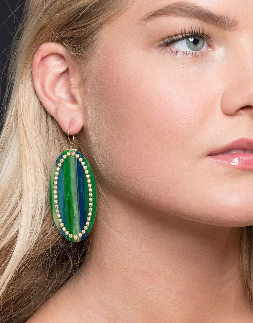 Green And Blue Bakelite Earrings