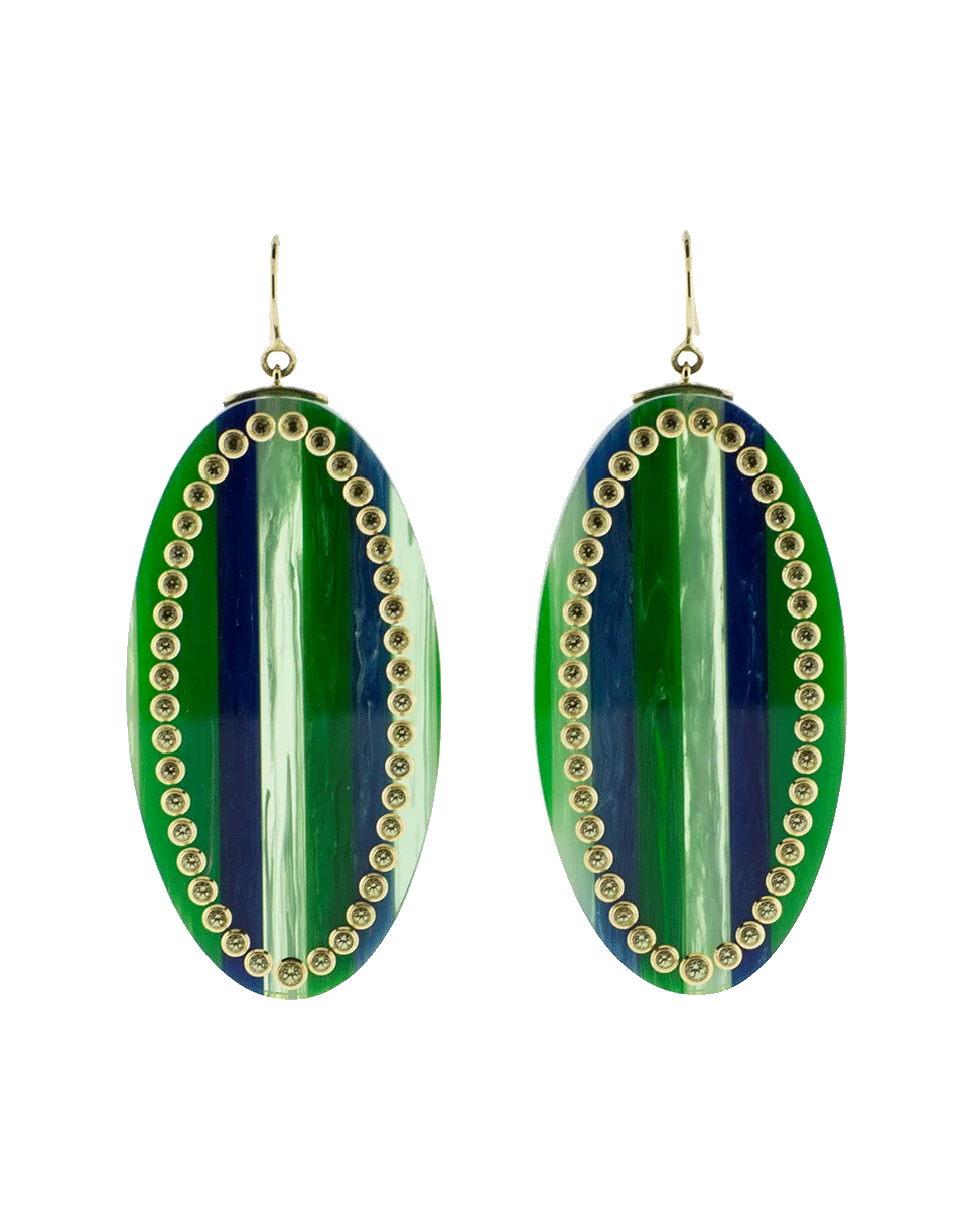 Green And Blue Bakelite Earrings