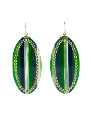 Green And Blue Bakelite Earrings