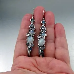 Hadar Jewelry Handmade Impressive Sterling Silver Moonstone Earrings