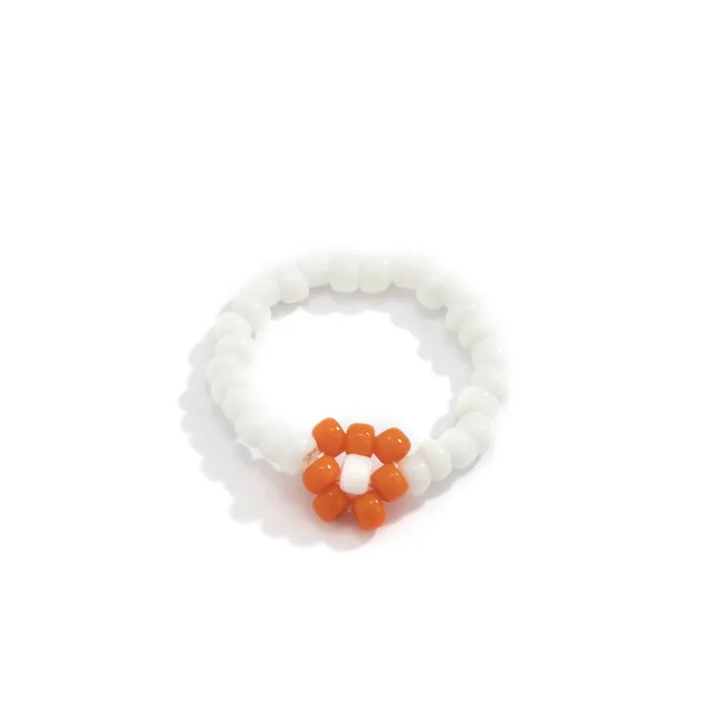 Handmade Colorful Beaded Rhinestone Acrylic Rings