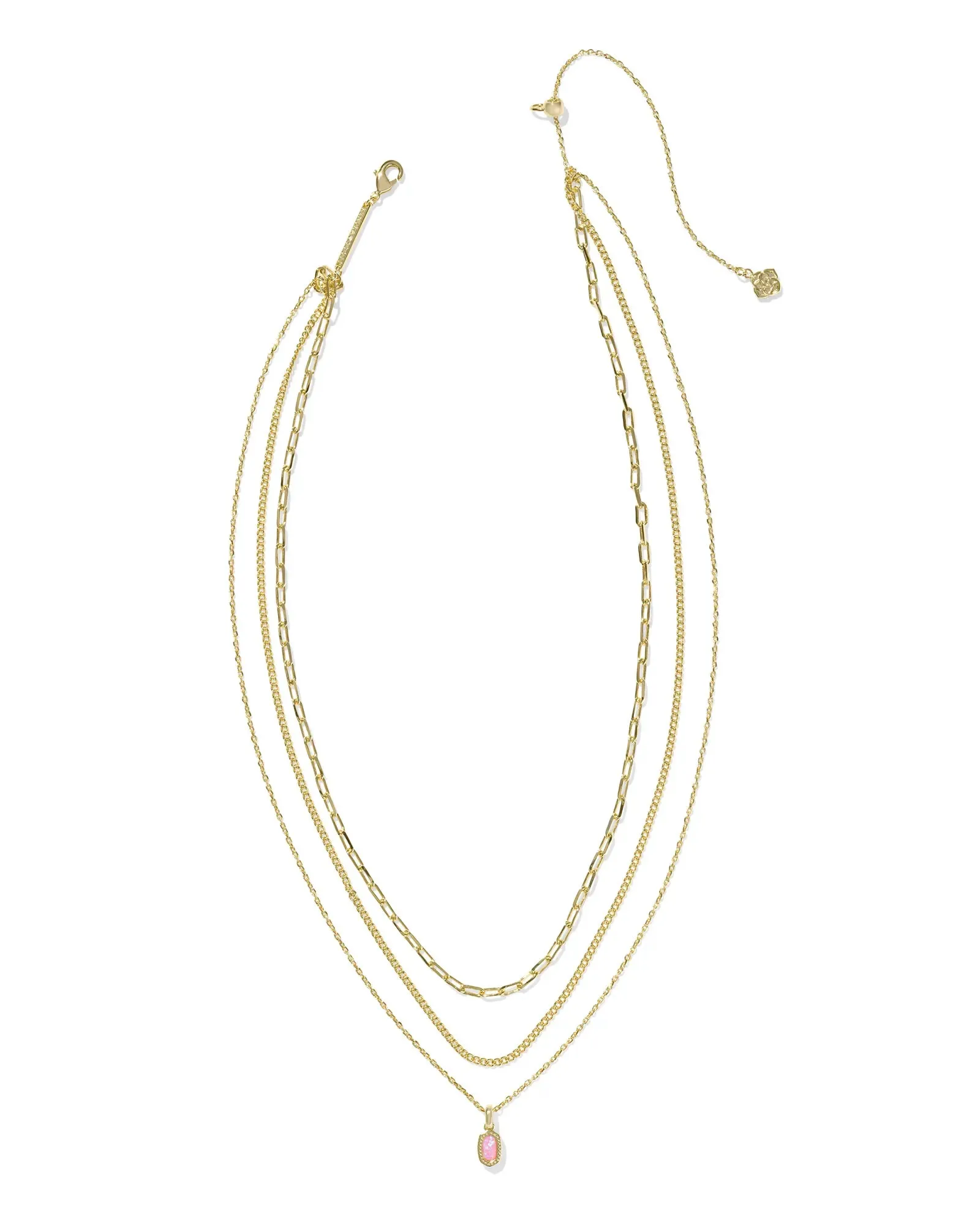 Kendra Scott Mini Elisa Triple Strand Necklace Gold Carnation Kyocera Opal