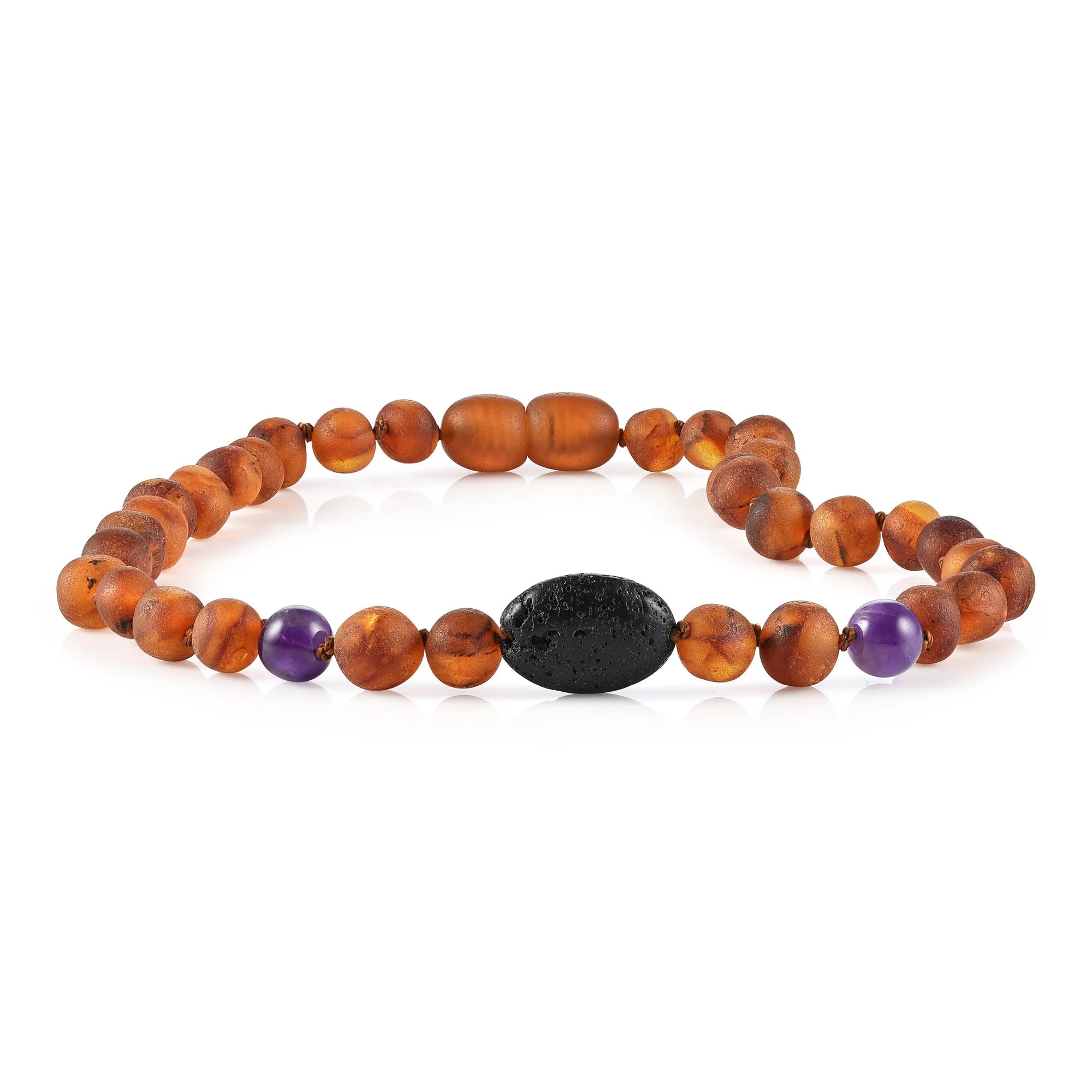 Kids | Amethyst   Raw Cognac Aromatherapy Pendant Necklace
