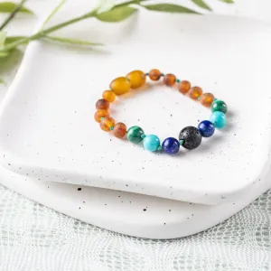 Kids | Malachite Mix   Raw Cognac Aromatherapy Bracelet